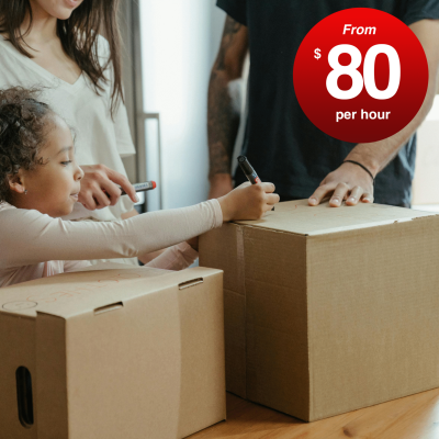 Sydney family happily moving home with a tag showing $80 per hour